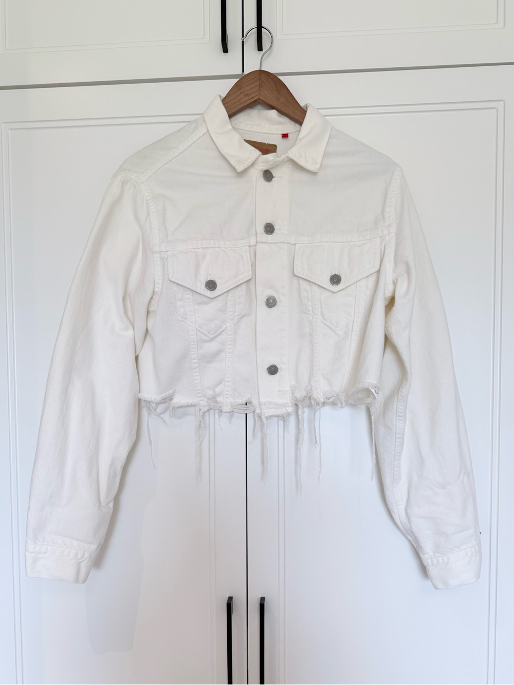 Denimist Agnes Cropped Trucker Jacket White 100% Cotton